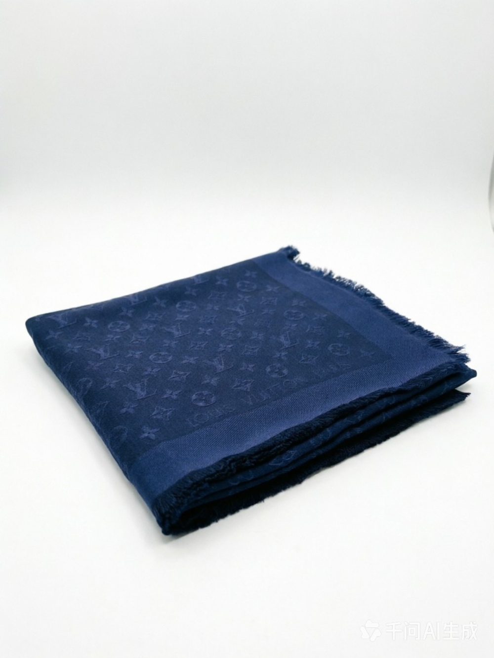 LOUIS VUITTON Wool Silk Monogram Shawl Scarf